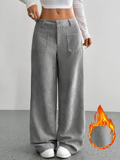 Damen-Cordhose mit weitem Bein und elastischem Bund