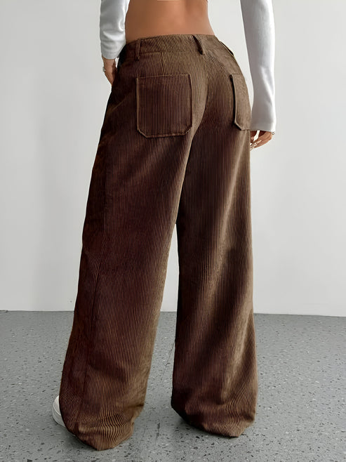 Damen-Cordhose mit weitem Bein und elastischem Bund