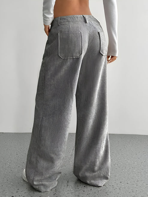 Damen-Cordhose mit weitem Bein und elastischem Bund