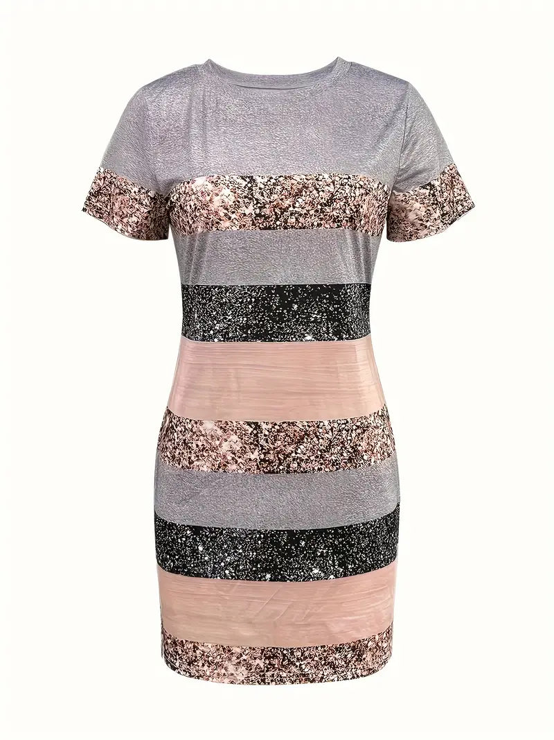 Kurzarmkleid mit Rundhalsausschnitt aus Viskosemischung