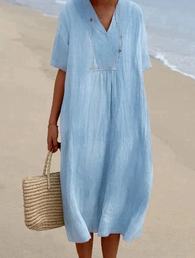 Damen-Sommerkleid – ärmellos – Baumwoll-Leinen-Mix – für warme Tage