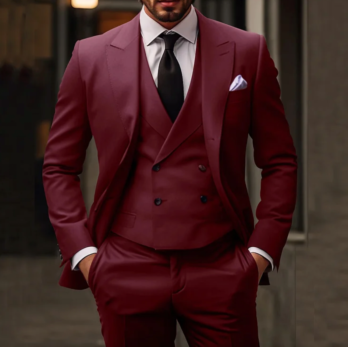 Anzug-Set mit Blazer, Weste und Hose