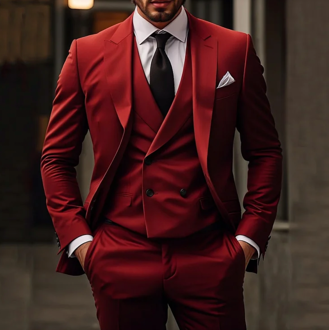 Anzug-Set mit Blazer, Weste und Hose