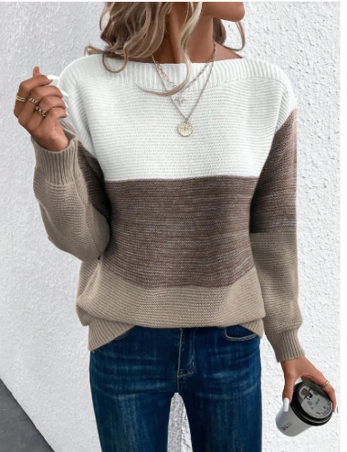 Bequemer Pullover mit Patchwork-Design