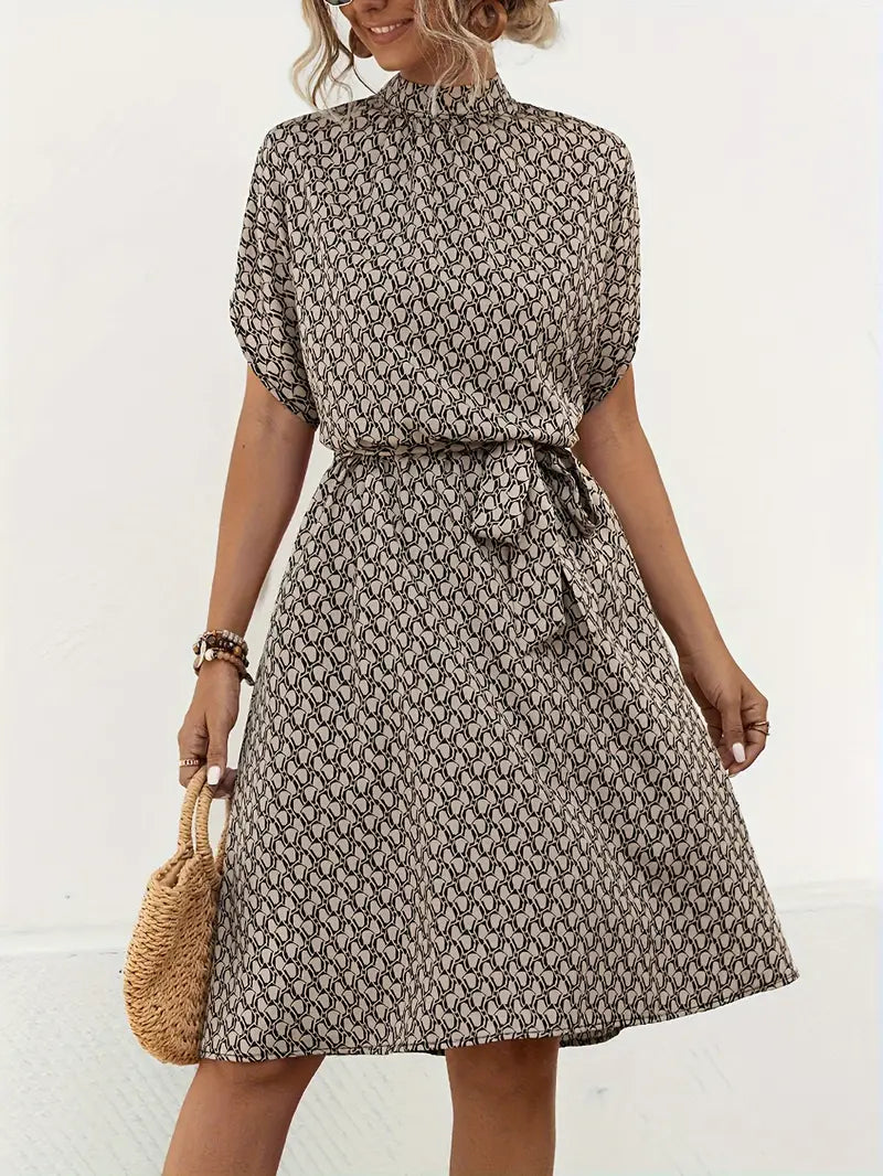 Damen-Kleid – Fledermausärmel, Allover-Print