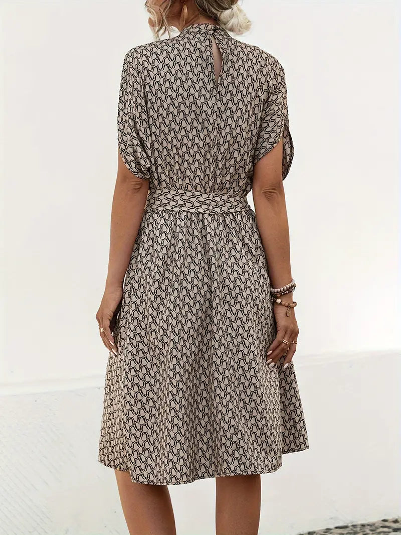 Damen-Kleid – Fledermausärmel, Allover-Print