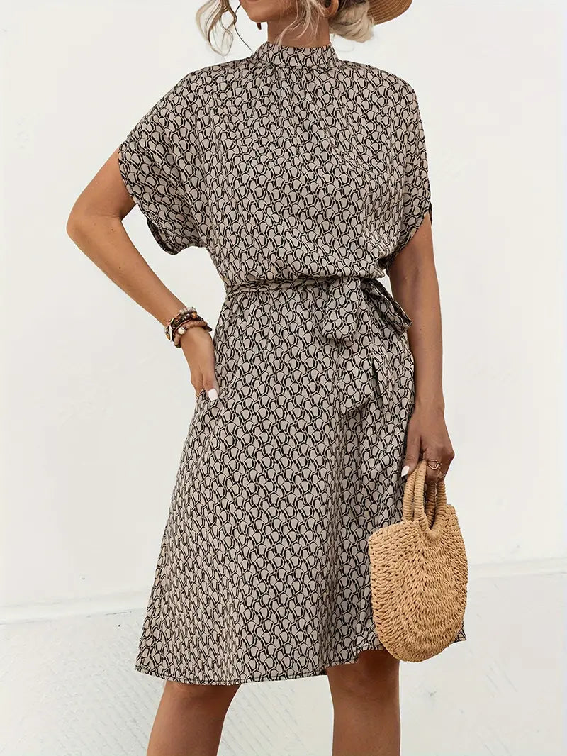 Damen-Kleid – Fledermausärmel, Allover-Print