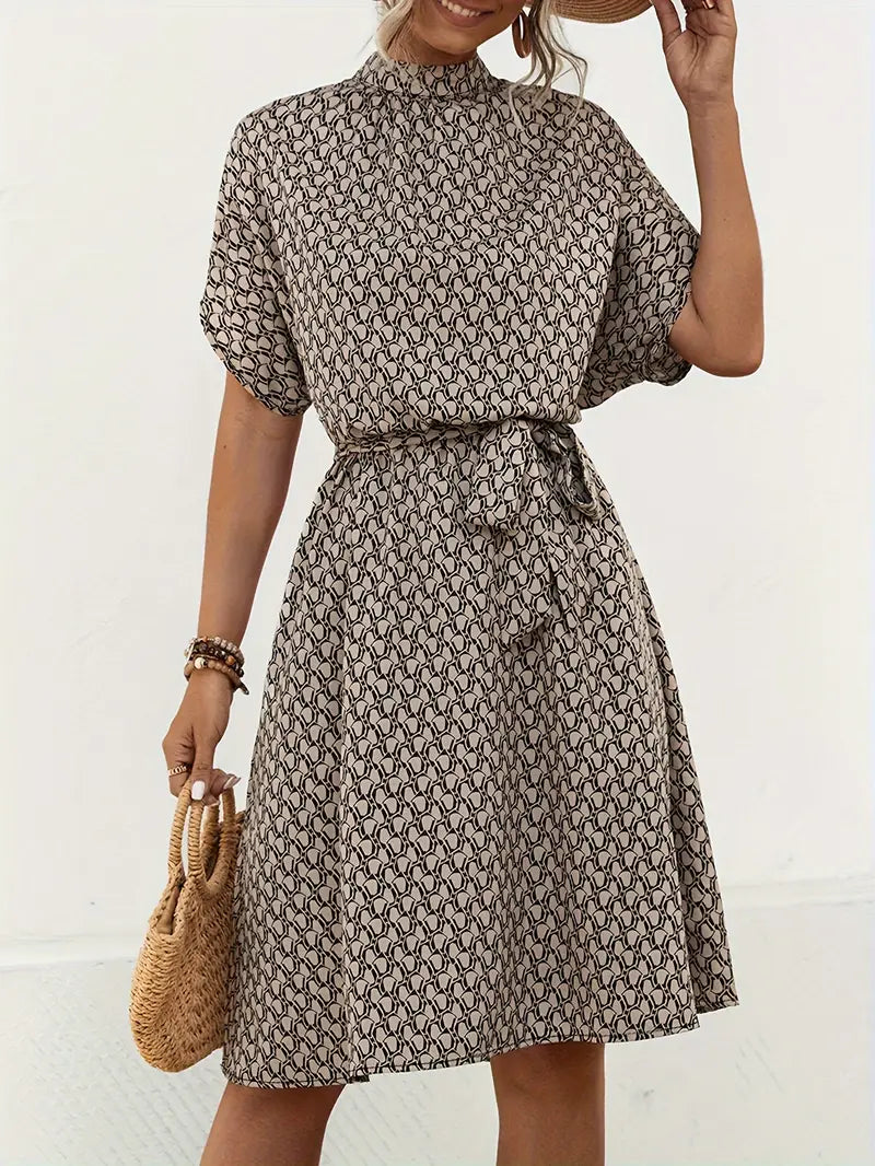 Damen-Kleid – Fledermausärmel, Allover-Print