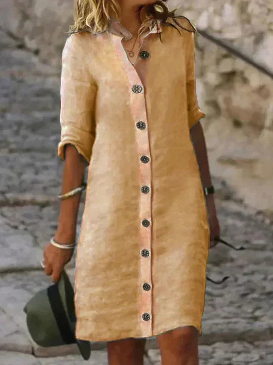 Damen-Leinenkleid – luftiger Schnitt, atmungsaktives Leinen-Baumwoll-Material