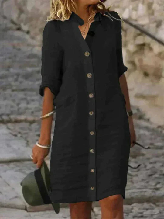 Damen-Leinenkleid – luftiger Schnitt, atmungsaktives Leinen-Baumwoll-Material