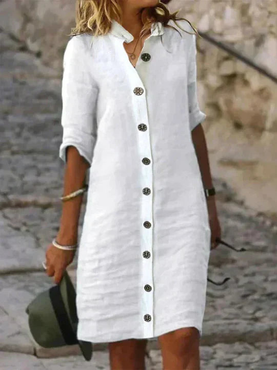 Damen-Leinenkleid – luftiger Schnitt, atmungsaktives Leinen-Baumwoll-Material