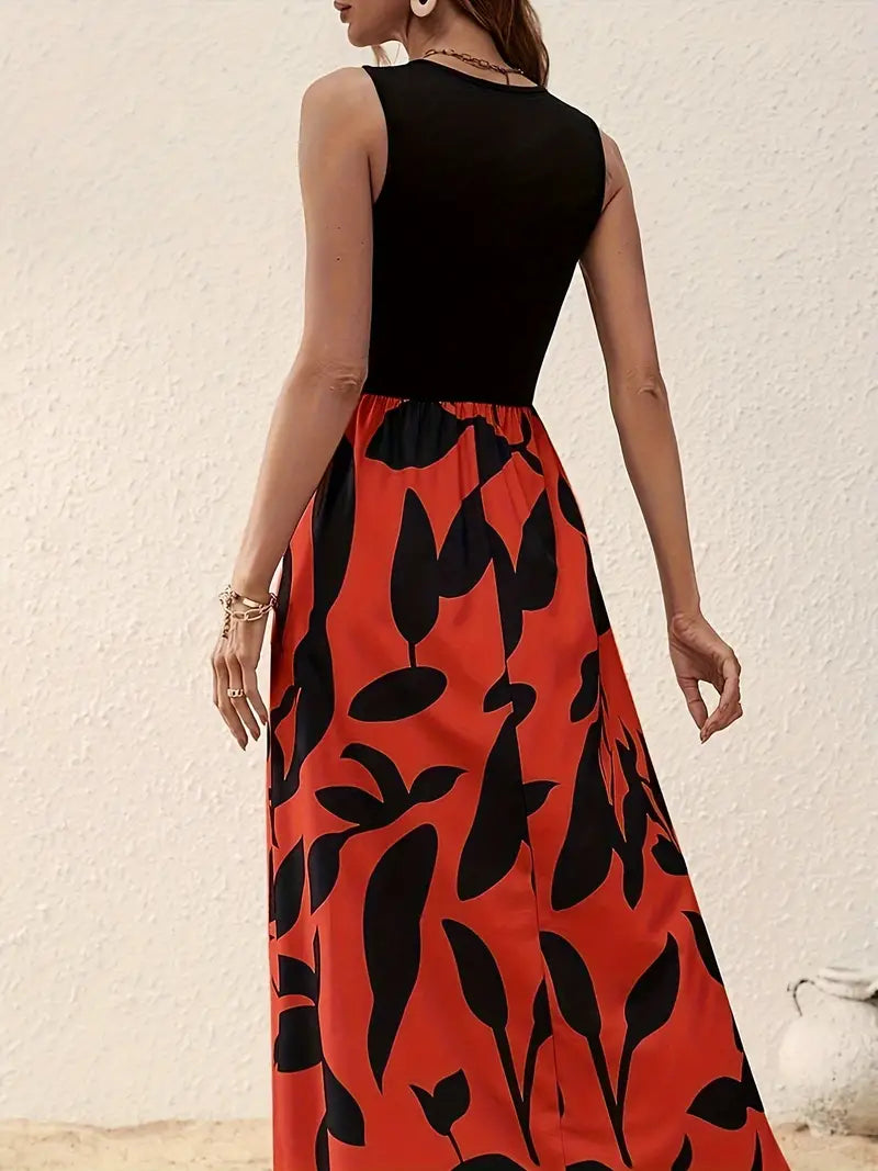 Damen-Maxikleid – Ärmellos, bequemer Schnitt, Baumwollmischung