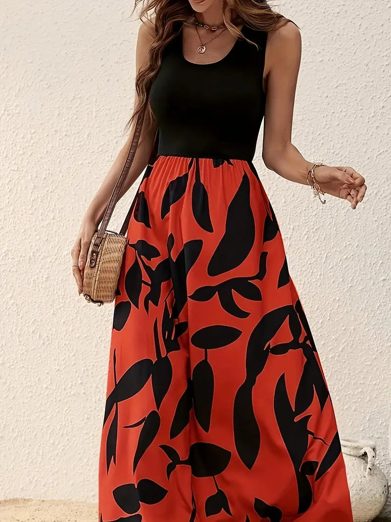 Damen-Maxikleid – Ärmellos, bequemer Schnitt, Baumwollmischung