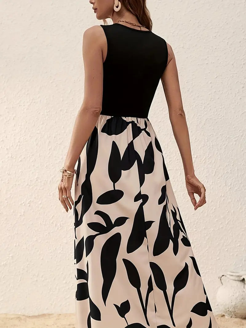 Damen-Maxikleid – Ärmellos, bequemer Schnitt, Baumwollmischung