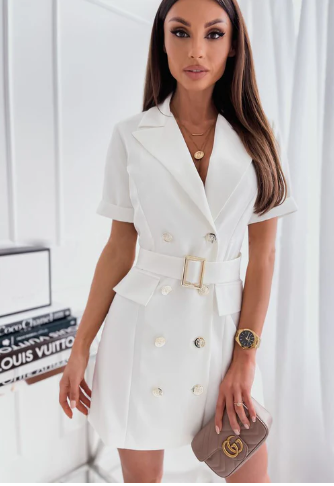 Damen Zweireihiges Blazerkleid mit Gürtel