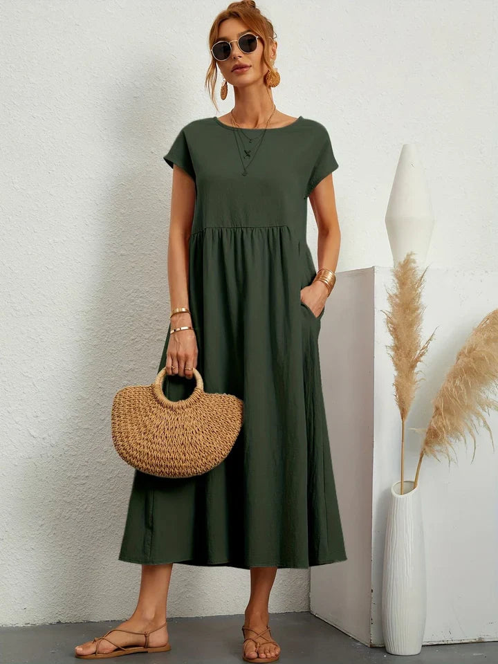 Damen kurzärmeliges Vintage-Sommerkleid