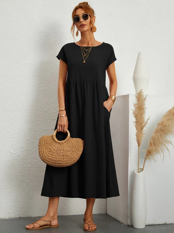 Damen kurzärmeliges Vintage-Sommerkleid