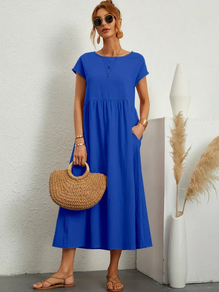 Damen kurzärmeliges Vintage-Sommerkleid