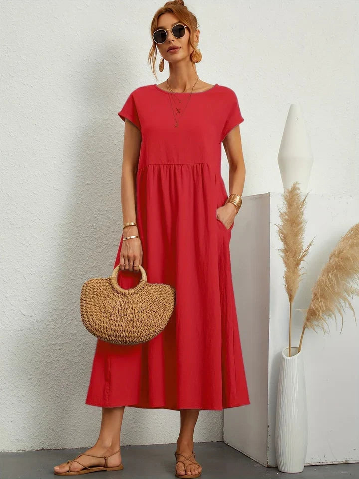 Damen kurzärmeliges Vintage-Sommerkleid