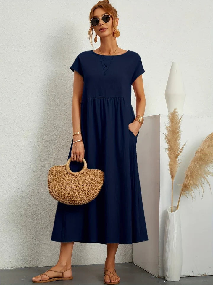 Damen kurzärmeliges Vintage-Sommerkleid