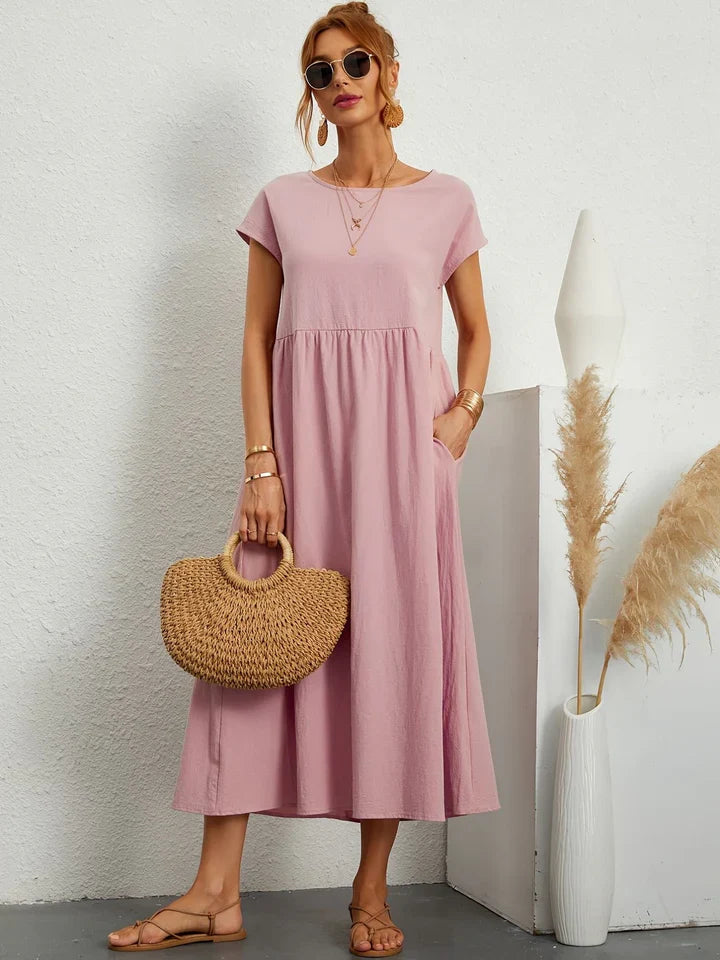 Damen kurzärmeliges Vintage-Sommerkleid