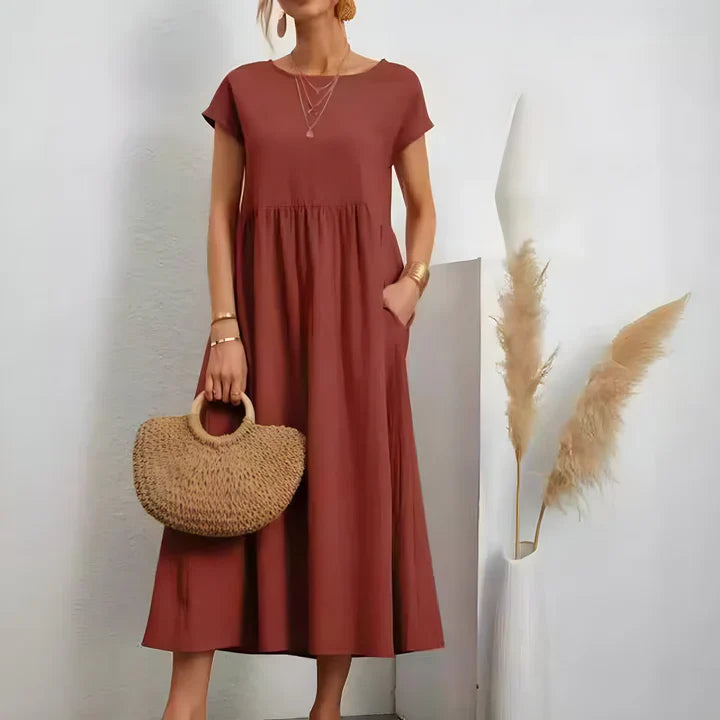 Damen kurzärmeliges Vintage-Sommerkleid
