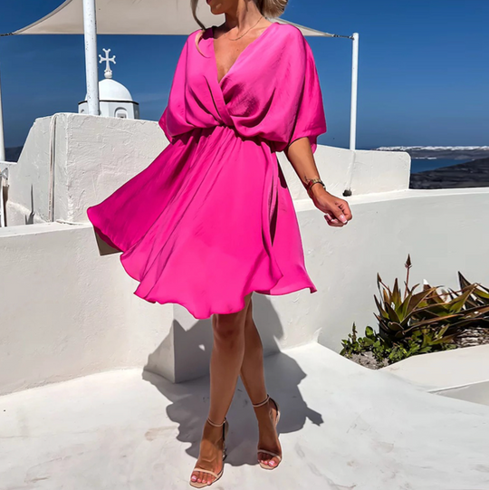 Damenkleid – Kurzarm, ausgestellter Schnitt, Viskosemischung