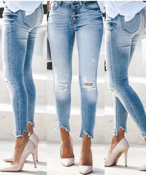 Denim Jeans mit Cut-Outs