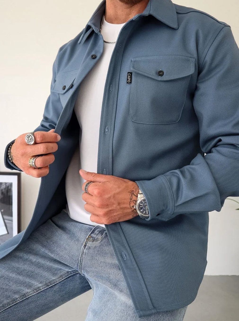 Dickes Herrenhemd mit Brusttaschen