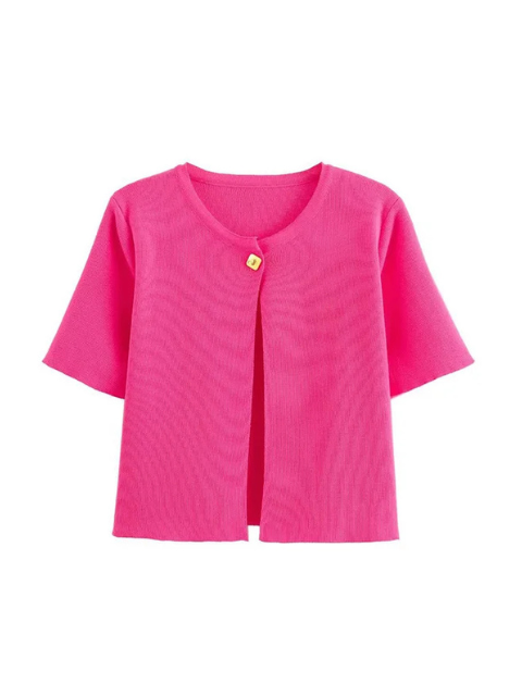 Einfarbige Strickjacke mit Knöpfen