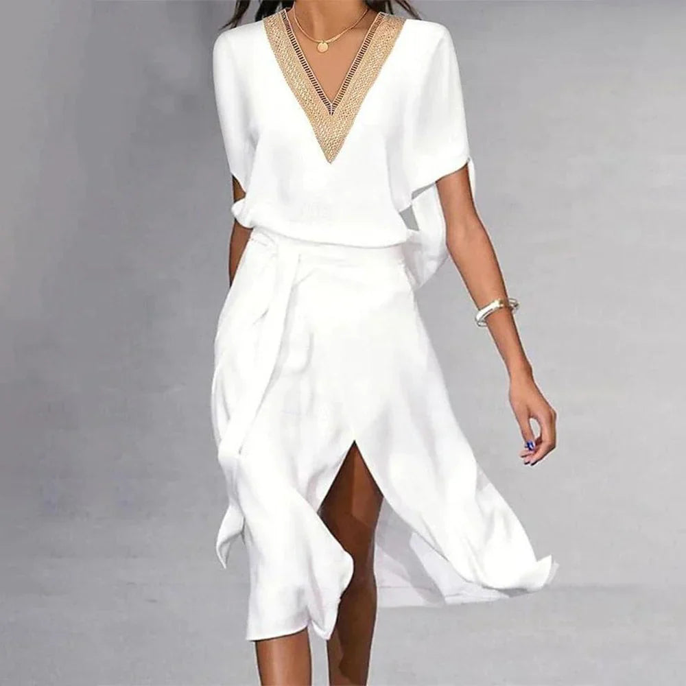Elegantes Midikleid mit V-Ausschnitt