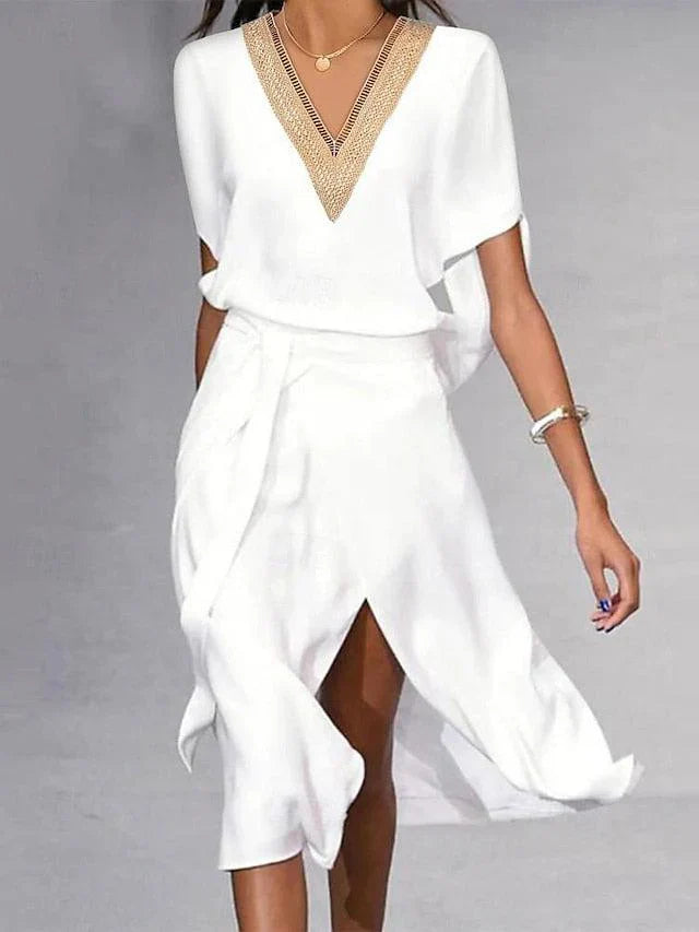 Elegantes Midikleid mit V-Ausschnitt