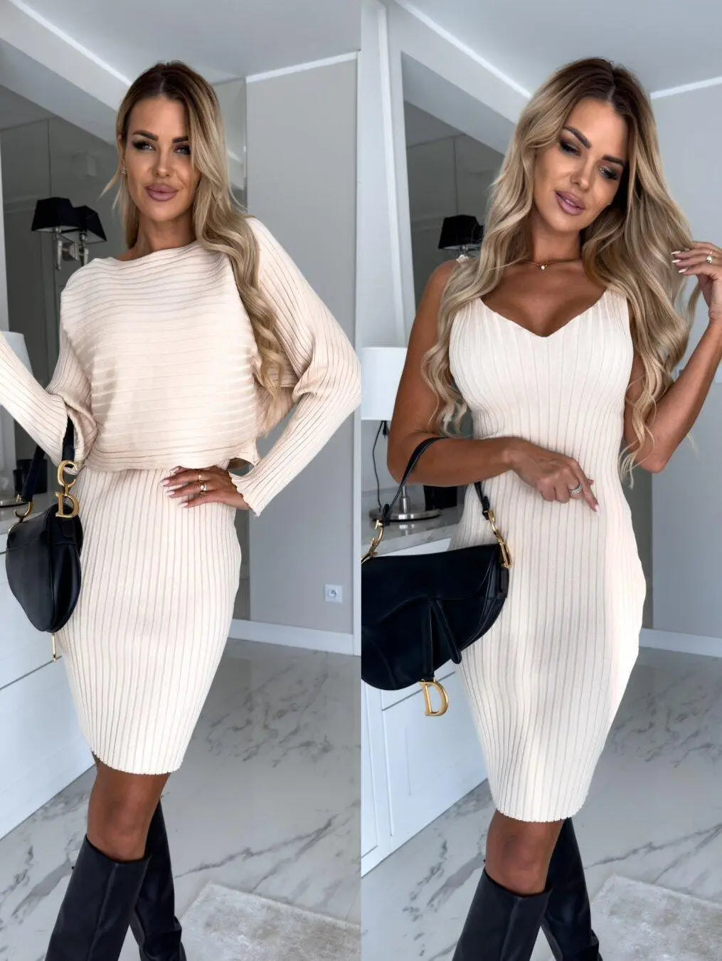 Freizeit-Kleid mit narbigem Oberteil und Rock