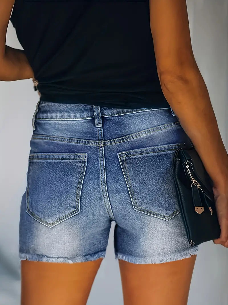 Gerippte Denimshort für Frühling/Sommer