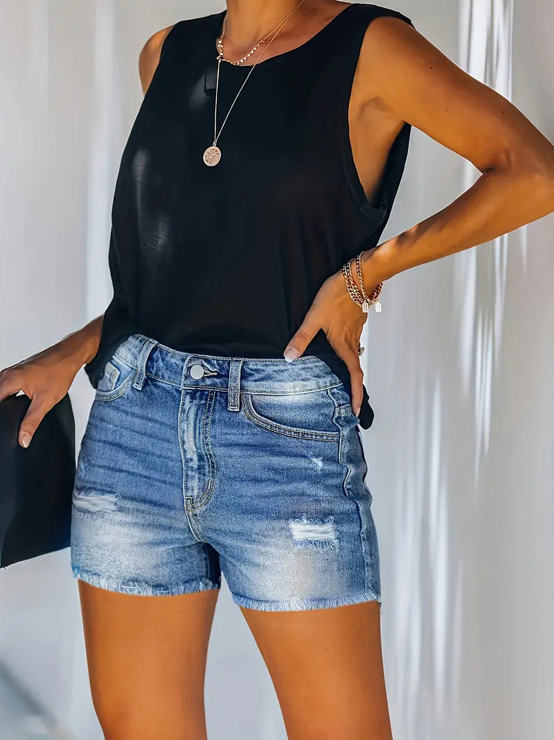 Gerippte Denimshort für Frühling/Sommer