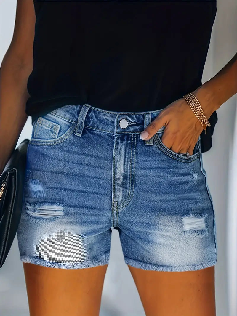 Gerippte Denimshort für Frühling/Sommer