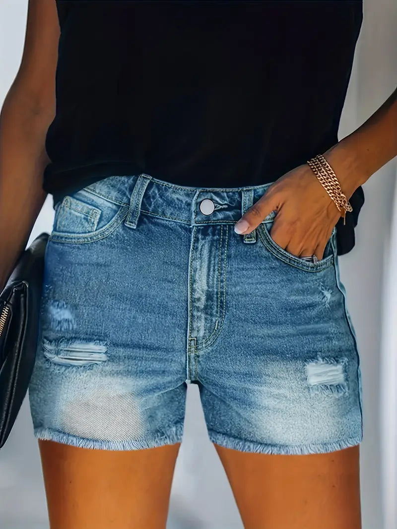 Gerippte Denimshort für Frühling/Sommer