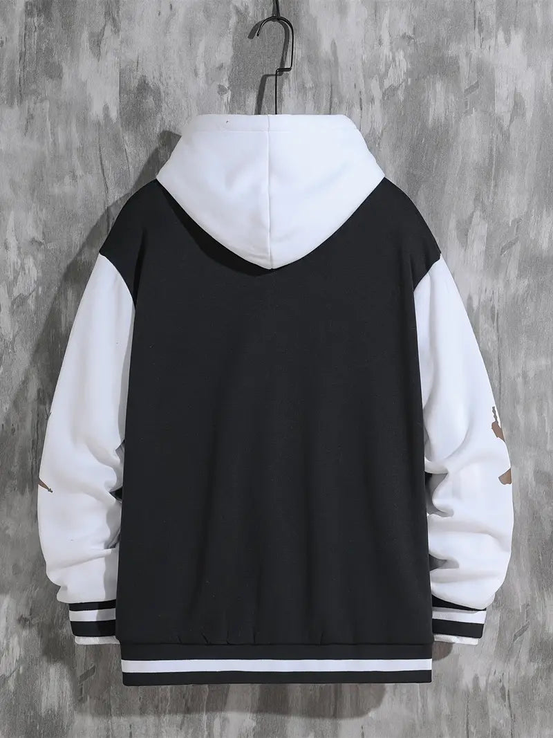 Herren Baseballjacke – mit Druckknopfverschluss und Rippbündchen