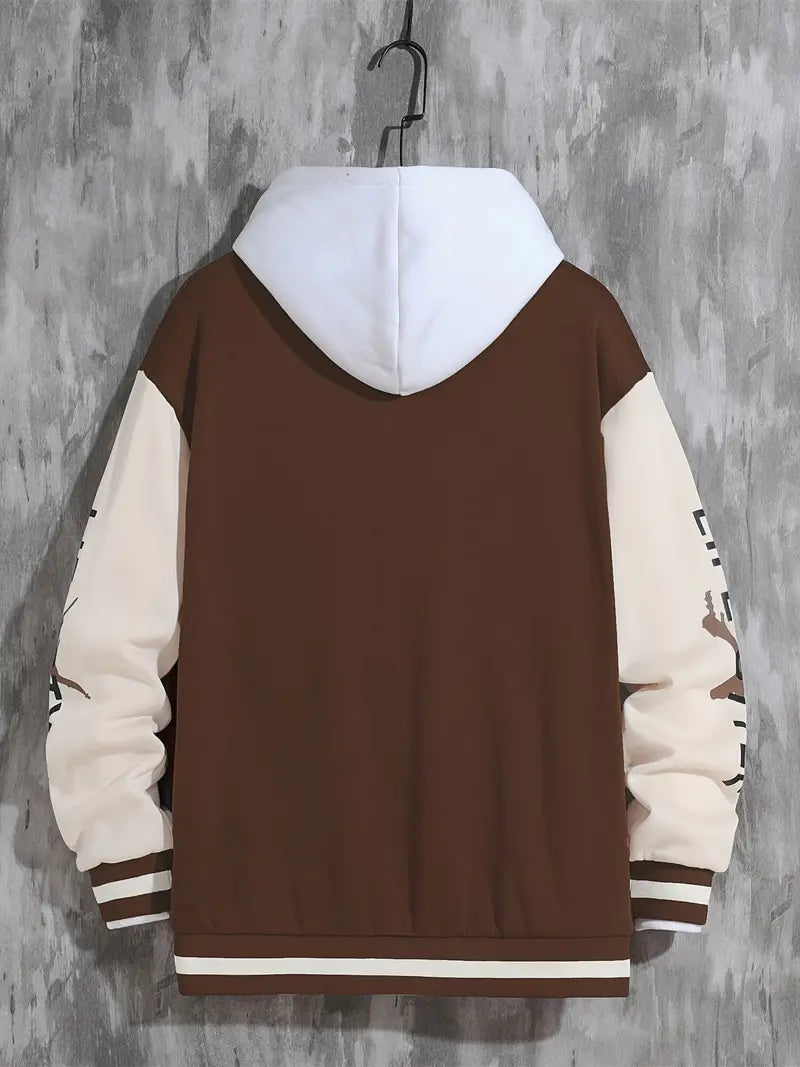 Herren Baseballjacke – mit Druckknopfverschluss und Rippbündchen