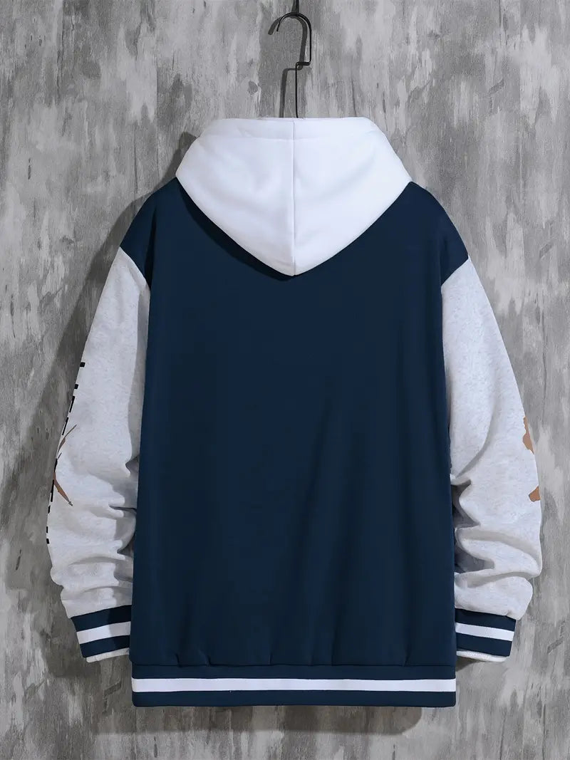 Herren Baseballjacke – mit Druckknopfverschluss und Rippbündchen