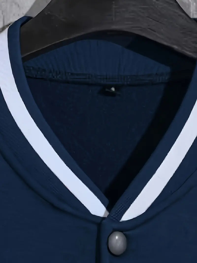 Herren Baseballjacke – mit Druckknopfverschluss und Rippbündchen