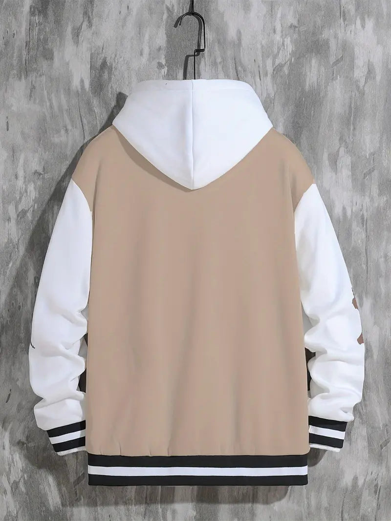 Herren Baseballjacke – mit Druckknopfverschluss und Rippbündchen