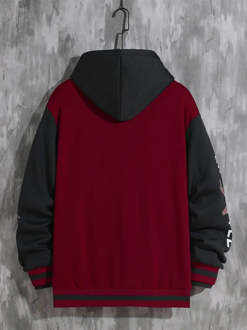 Herren Baseballjacke – mit Druckknopfverschluss und Rippbündchen