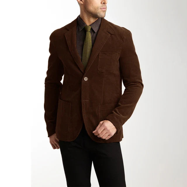 Herren-Cordjacke – Knopfleiste, Brusttaschen
