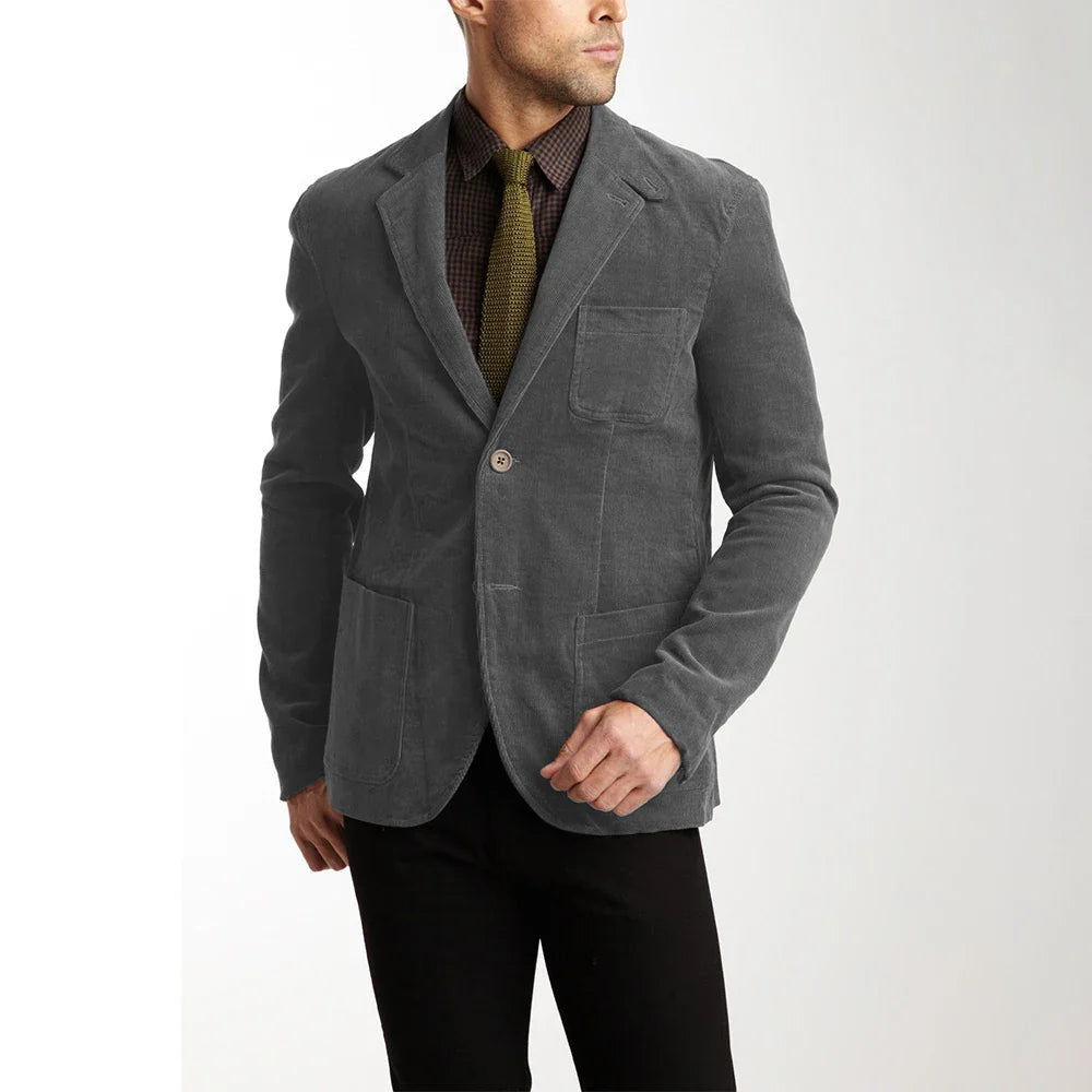 Herren-Cordjacke – Knopfleiste, Brusttaschen