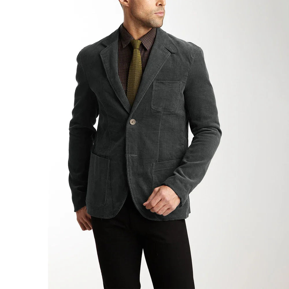Herren-Cordjacke – Knopfleiste, Brusttaschen