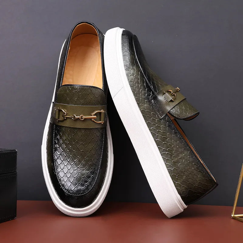 Herren Lederloafer mit Schlangenhaut-Muster