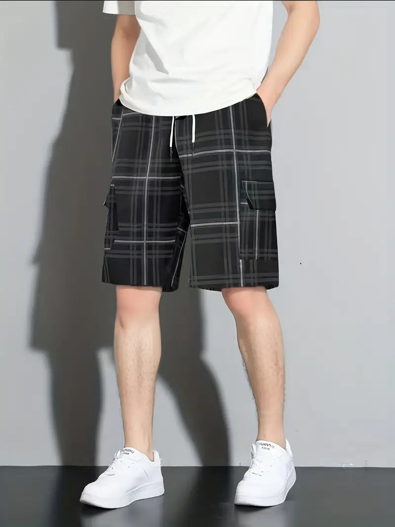Lässige karierte Shorts mit Kordelzug