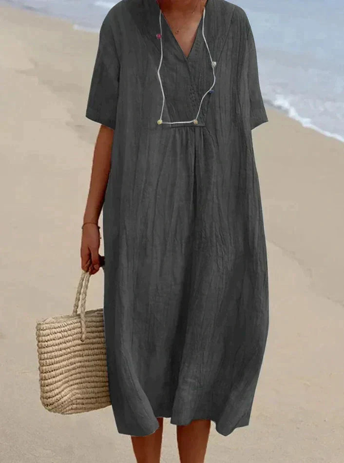 Damen-Sommerkleid – ärmellos – Baumwoll-Leinen-Mix – für warme Tage