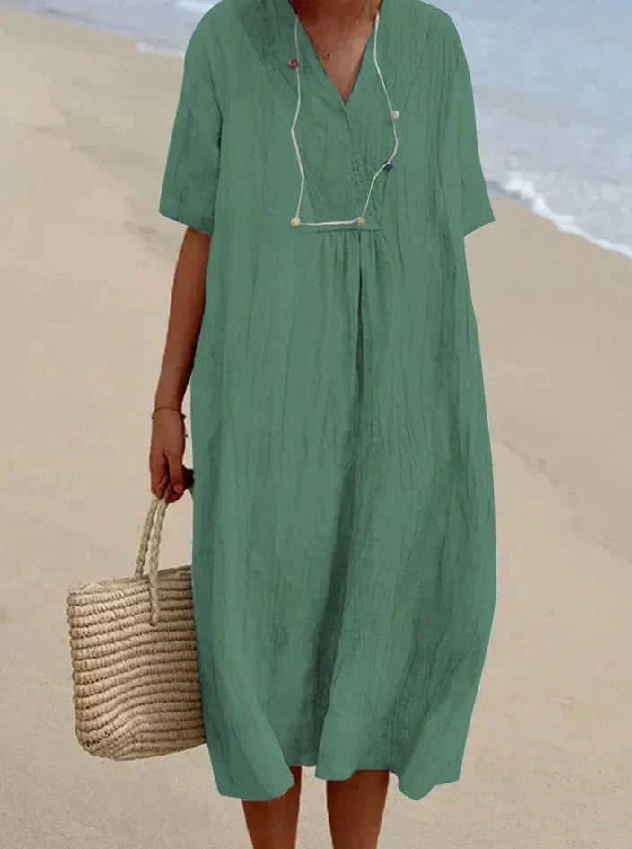 Damen-Sommerkleid – ärmellos – Baumwoll-Leinen-Mix – für warme Tage